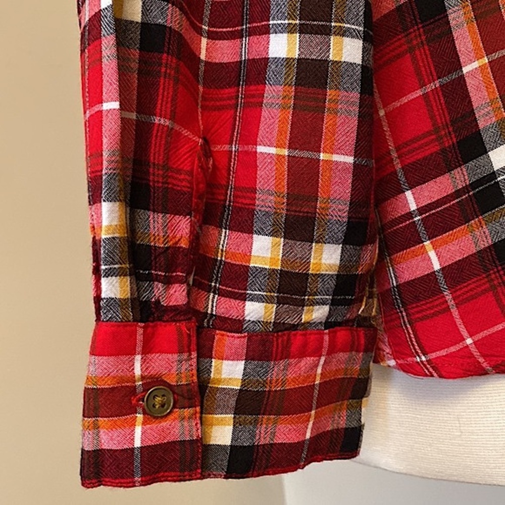 Relativity Red Plaid Button Down Collared Front P… - image 6